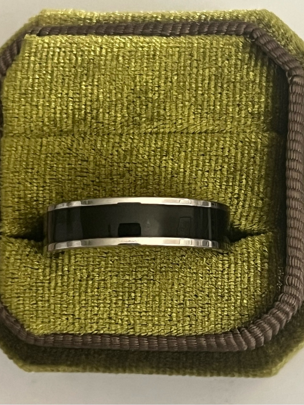 Men’s Titanium Steel Black/Silver Sleek Design Polished Finish 6mm Band S 11